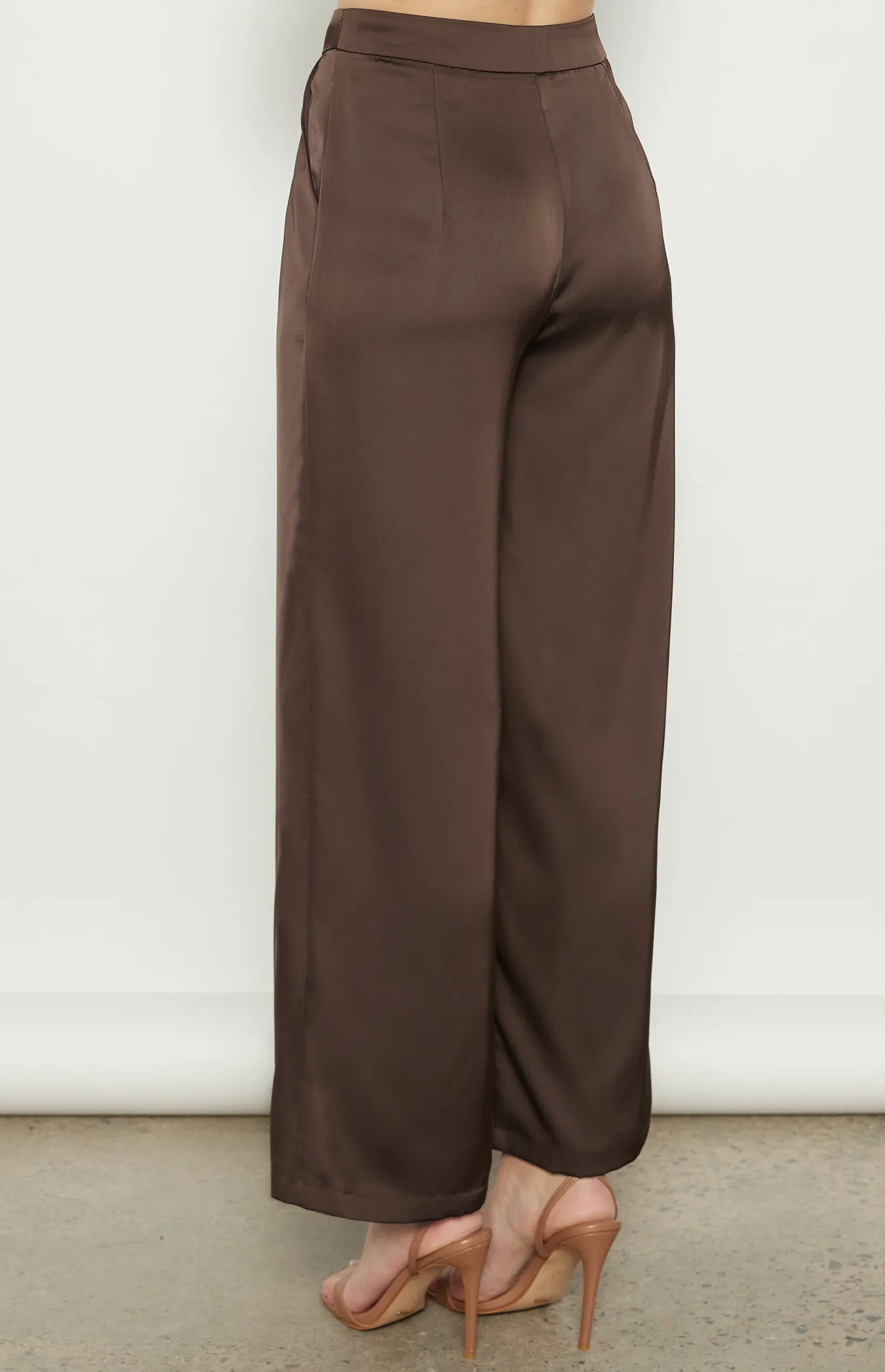 High Waisted Satin Wide Leg Pants (WPA273B)