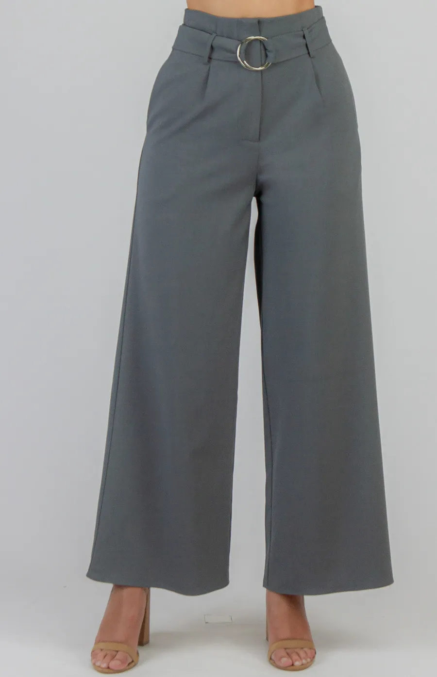 High Waisted Wide Leg Pants with Belt Details (APA810A)