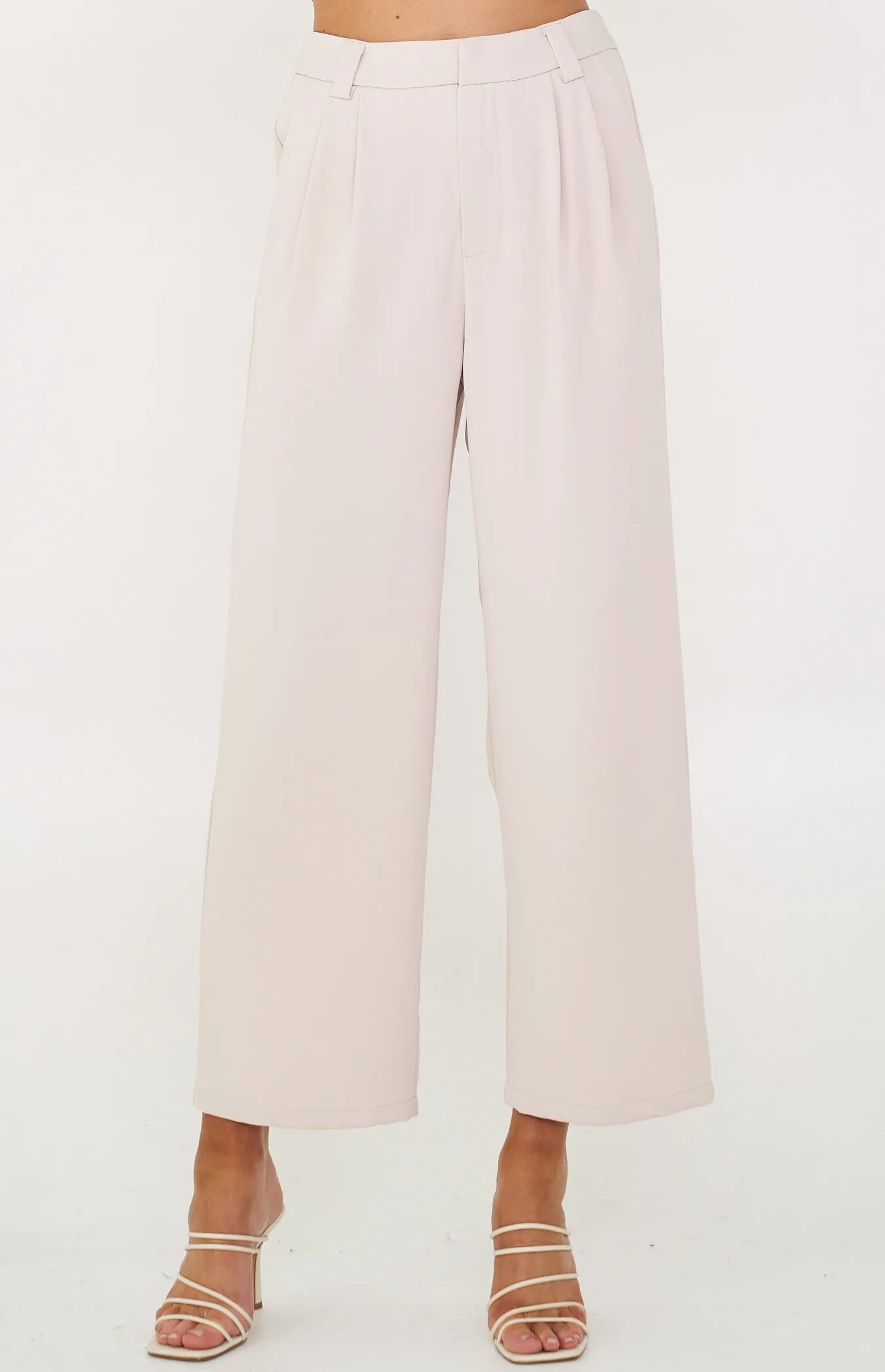 High Waisted Wide Leg Pants with Double Pleat Detail (SPA413B)