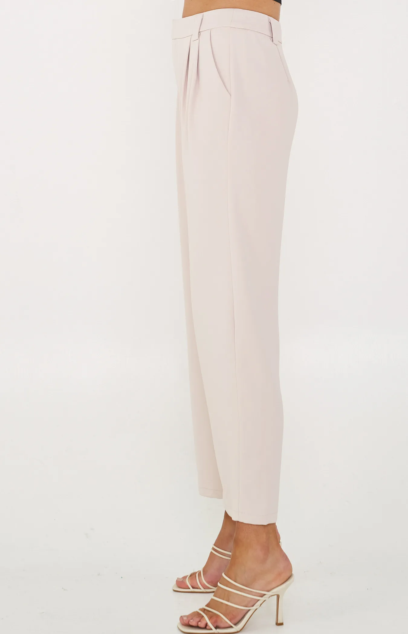 High Waisted Wide Leg Pants with Double Pleat Detail (SPA413B)