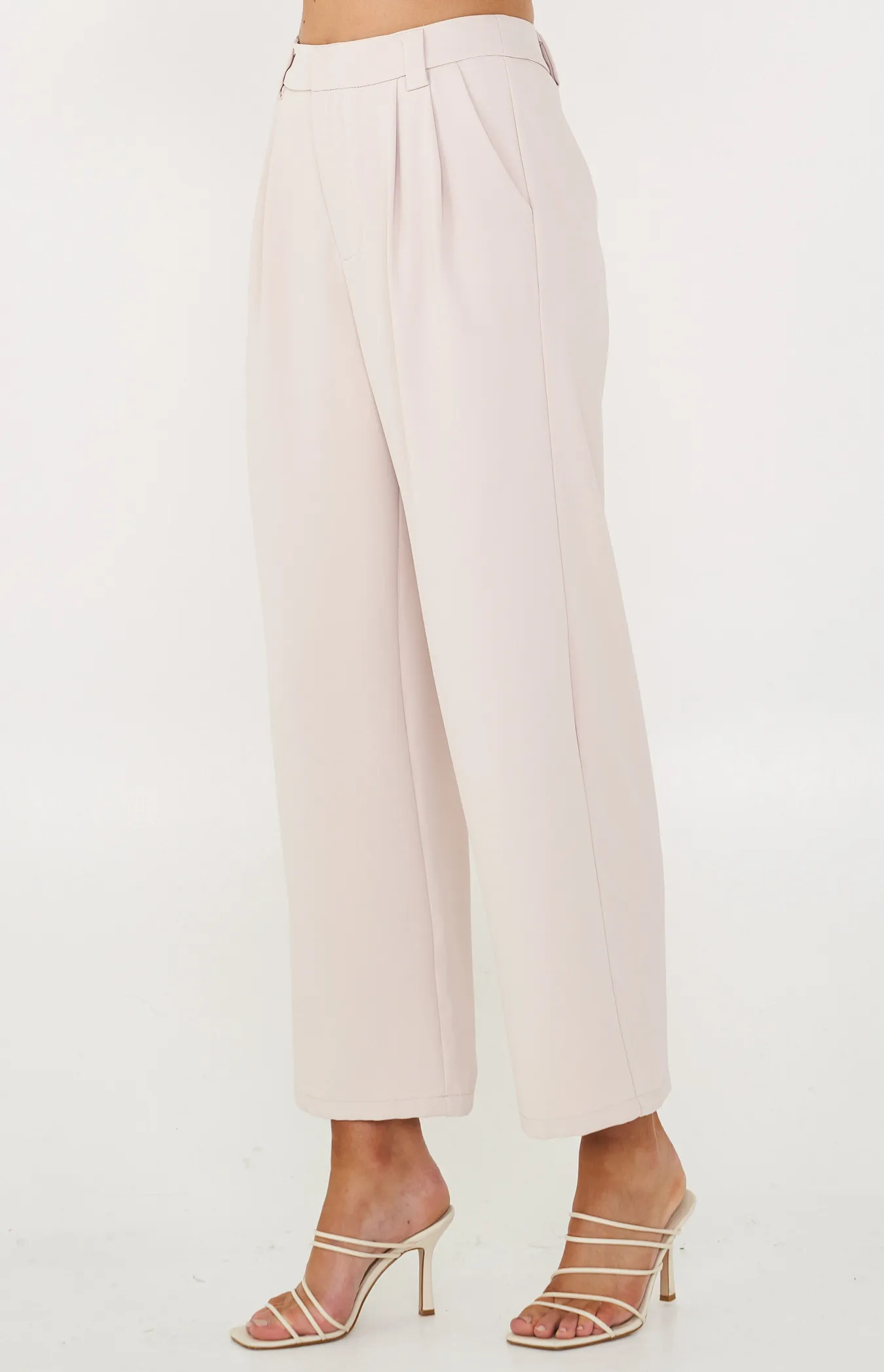 High Waisted Wide Leg Pants with Double Pleat Detail (SPA413B)