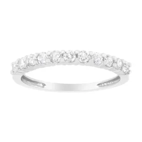 Igi Certified 1/2 Cttw Diamond 10K White Gold Prong Set Fluted Band Style Ring (I-J Color, I2-I3 Clarity) - Size 6