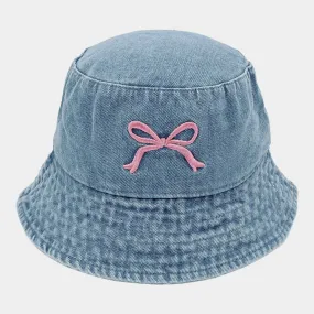 iLLASPARKZ Embroidered Bow Denim Bucket Hat