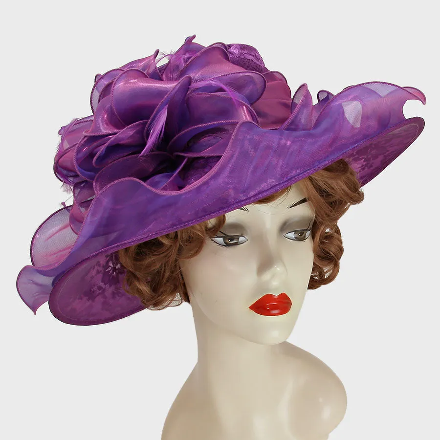 iLLASPARKZ Ribbon Bow Organza Lace Dressy Hat