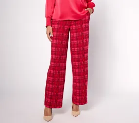 Isaac Mizrahi Live! Petite Printed Knit Scuba Crepe Wide Leg Pants