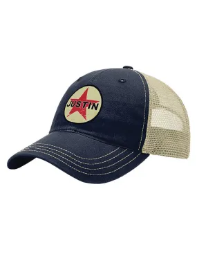 Justin JCBC807-NVY Red Star Circle Patch Cap Navy