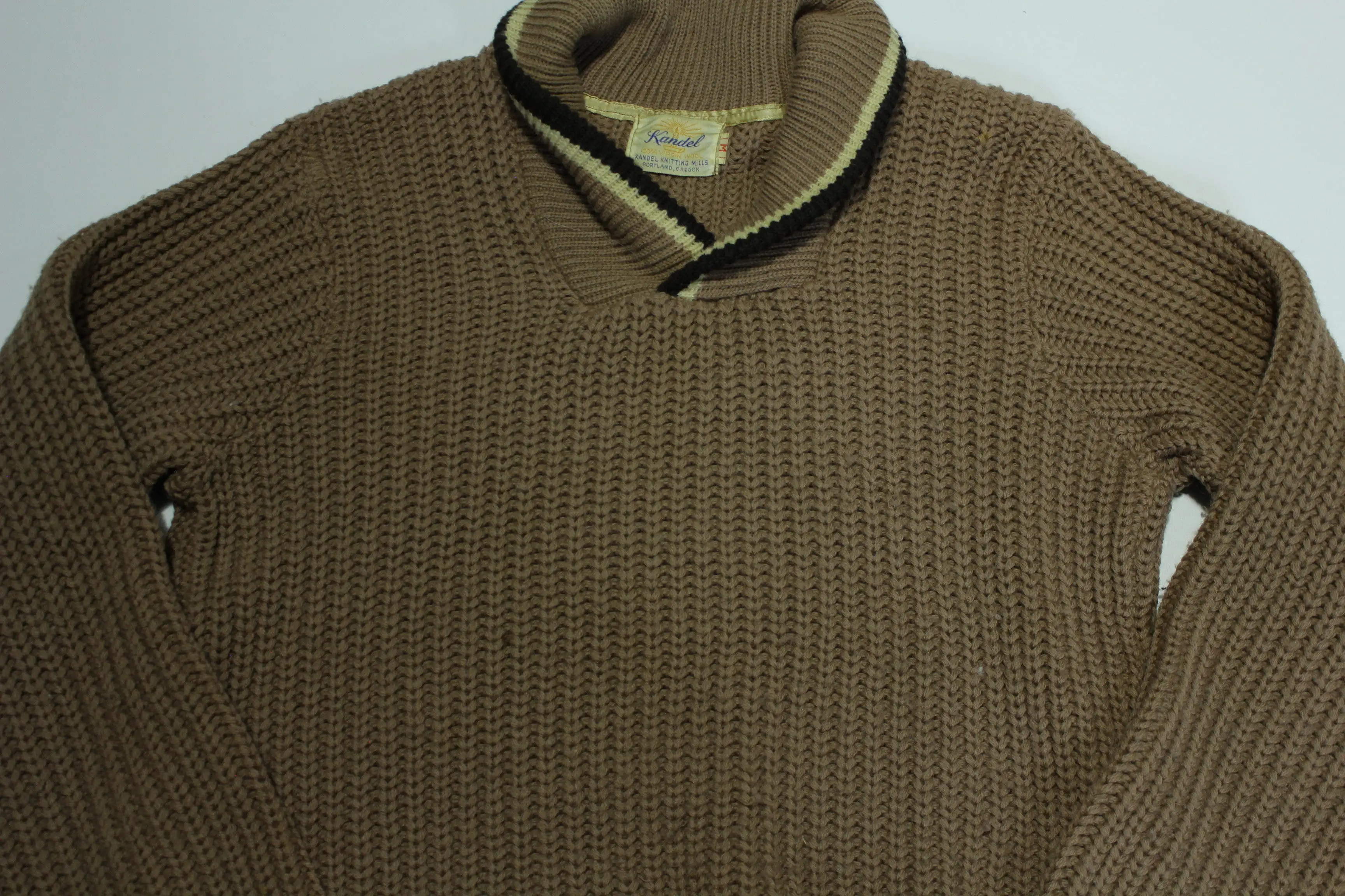 Kandel Knitting Mills Portland Oregon Vintage 1950's Mock Turtle Collar Knit Wool Sweater