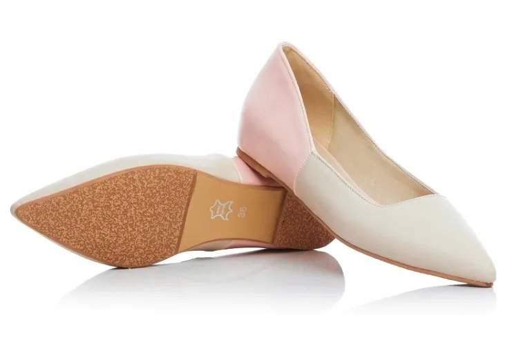 Khaki Pink Point Head Loafers Flats Shoes