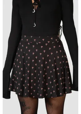 Killstar Mycelia Mushroom Skater Skirt Black