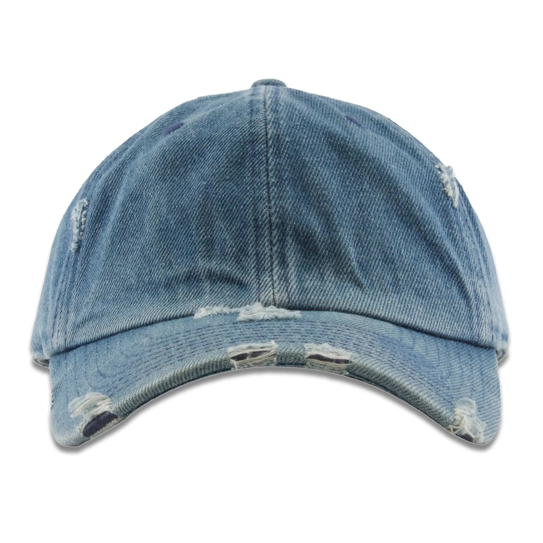 Medium Denim Blank Distressed Dad Hat