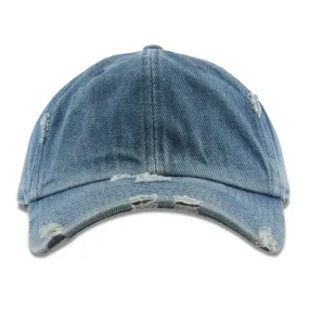 Medium Denim Blank Distressed Dad Hat