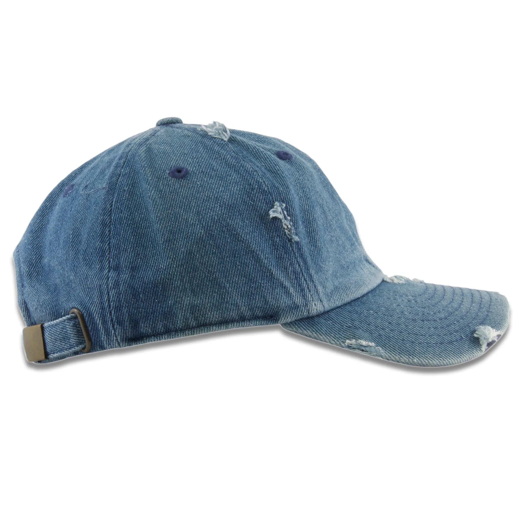 Medium Denim Blank Distressed Dad Hat