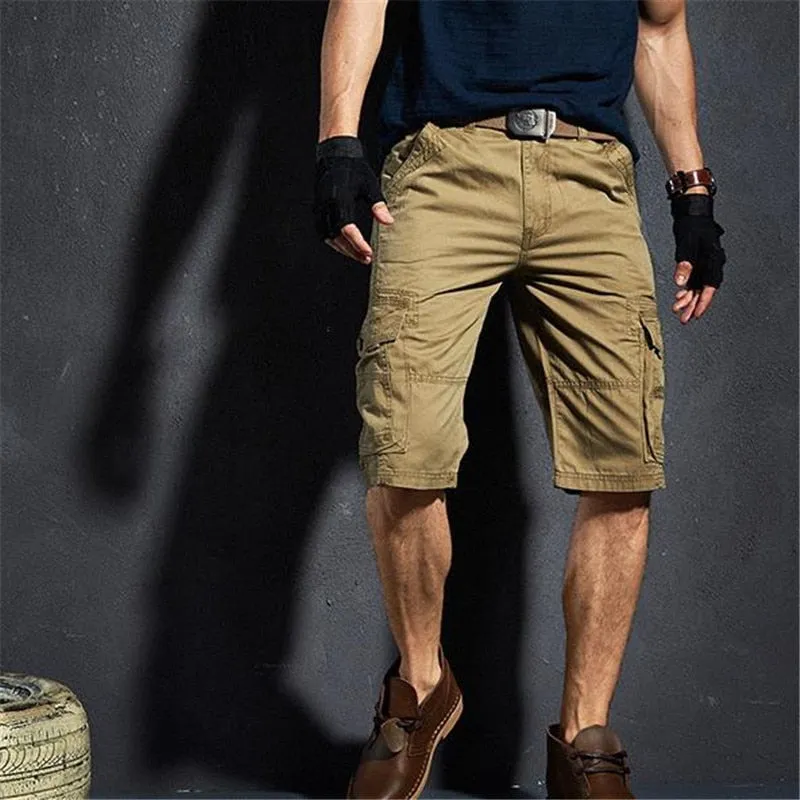 Men's Summer Military Style Solid Pattern Knee Length Baggy Cargo Pants