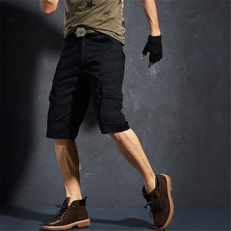 Men's Summer Military Style Solid Pattern Knee Length Baggy Cargo Pants