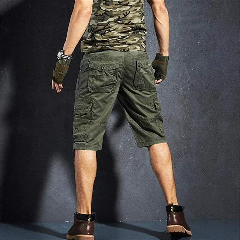 Men's Summer Military Style Solid Pattern Knee Length Baggy Cargo Pants