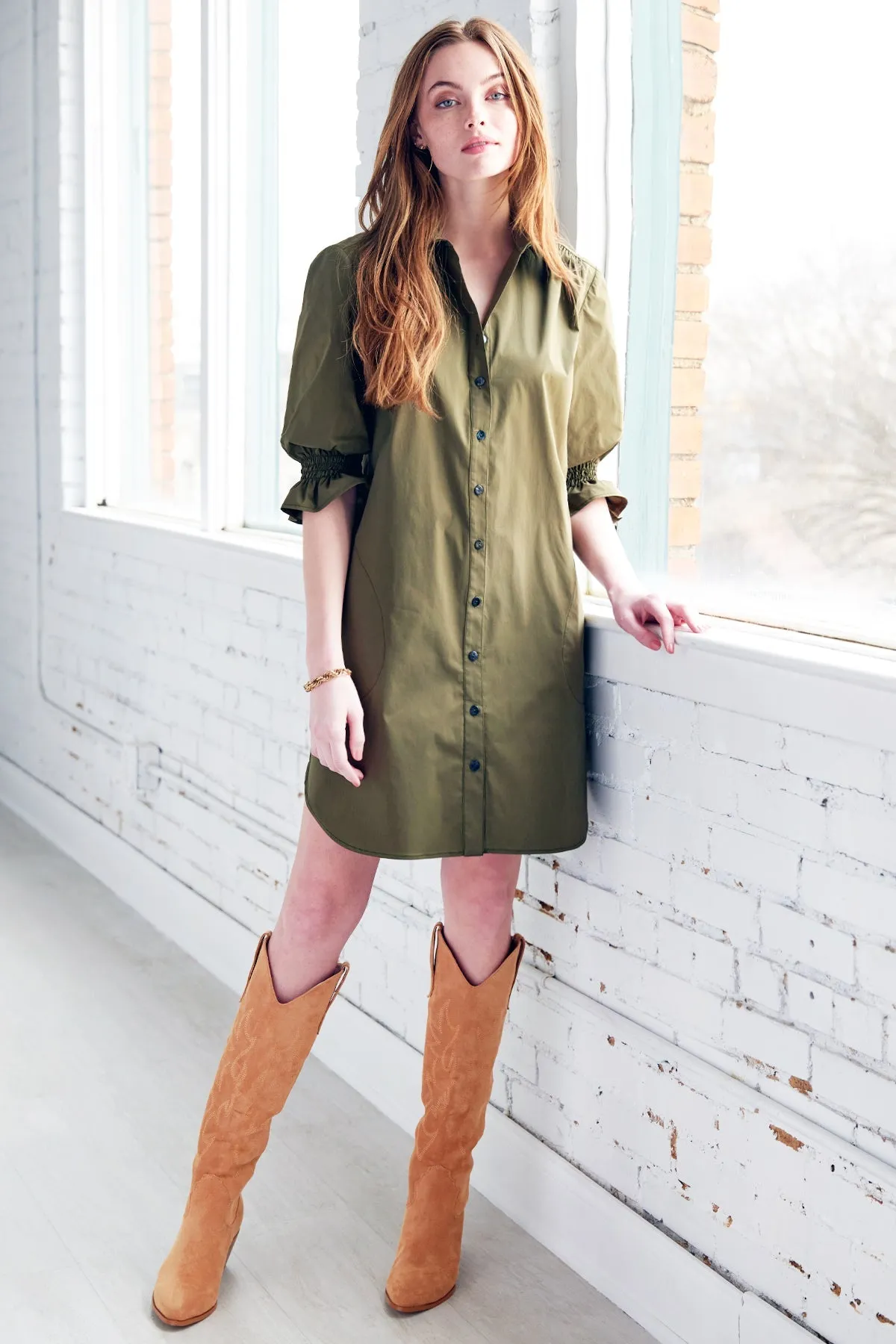 Miller Puff Sleeve Shirt Dress Denim Hemp - WEB exclusive