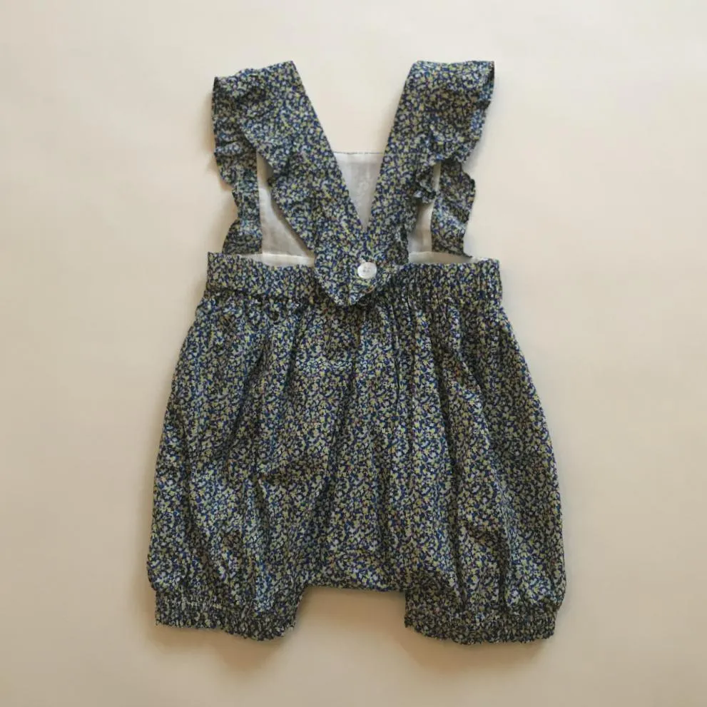 Olivier Baby Liberty Print Romper With Ruffle Straps