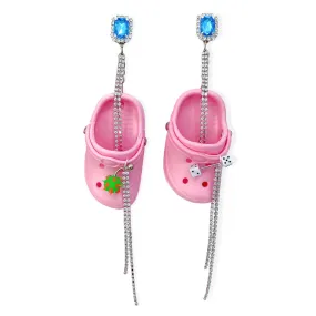 Pink Bedazzled Mini Croc Earrings