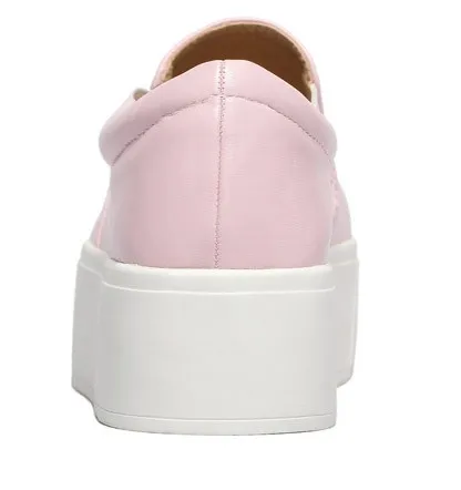 Pink Leather Casual Sneakers Loafers Flats Shoes