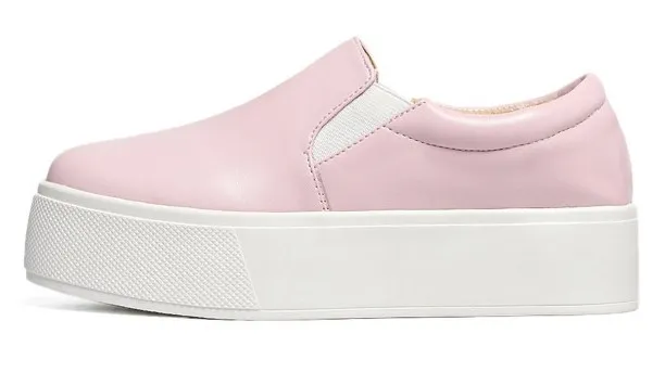 Pink Leather Casual Sneakers Loafers Flats Shoes