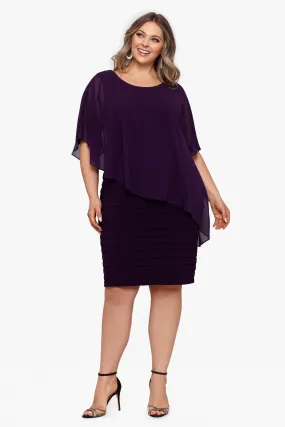 Plus Charlotte Short Chiffon Cape Scuba Crepe Shutter Dress