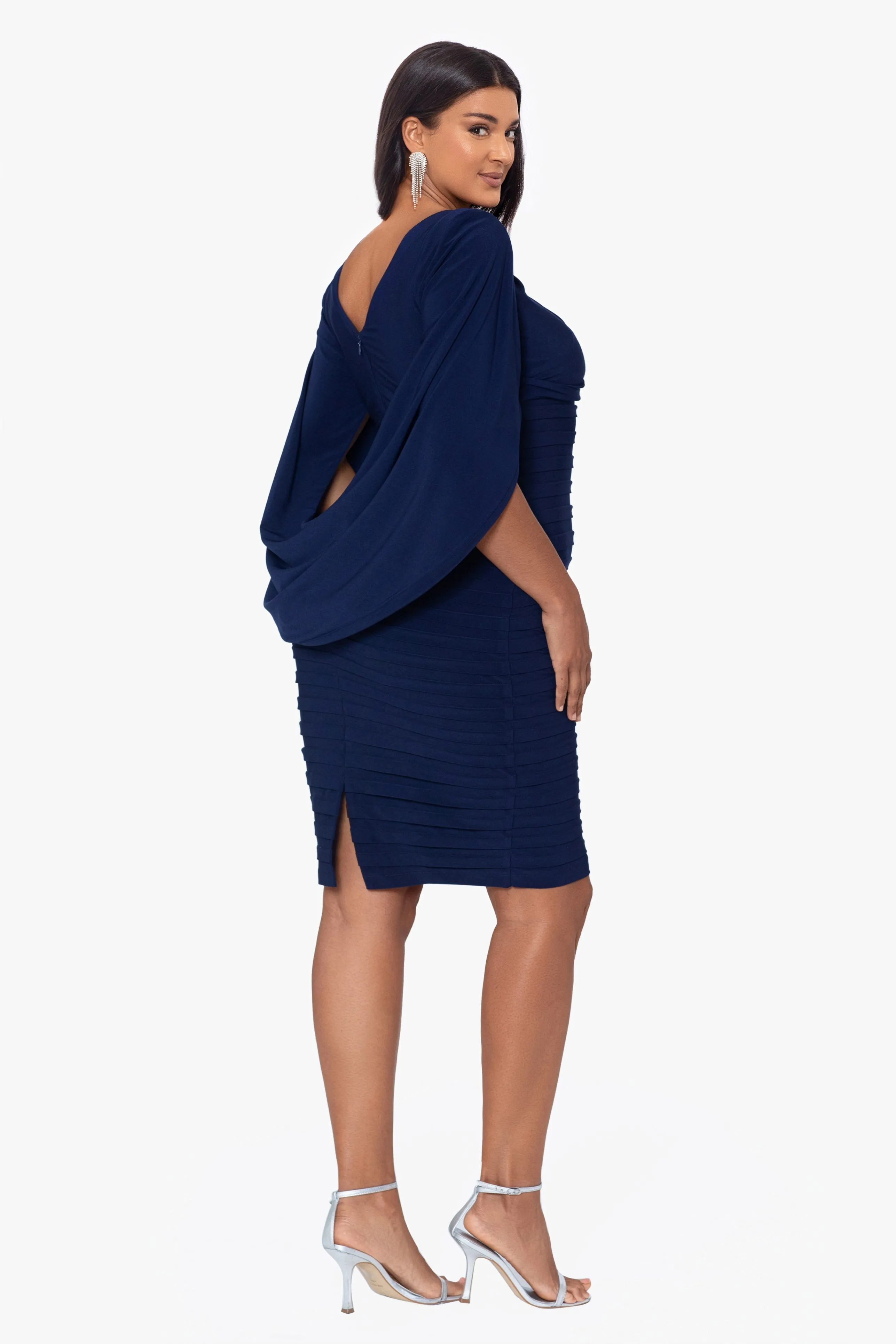 Plus Giovanna Short Jersey Knit Banded Skirt Cape Back Dress