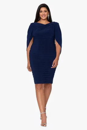 Plus Giovanna Short Jersey Knit Banded Skirt Cape Back Dress