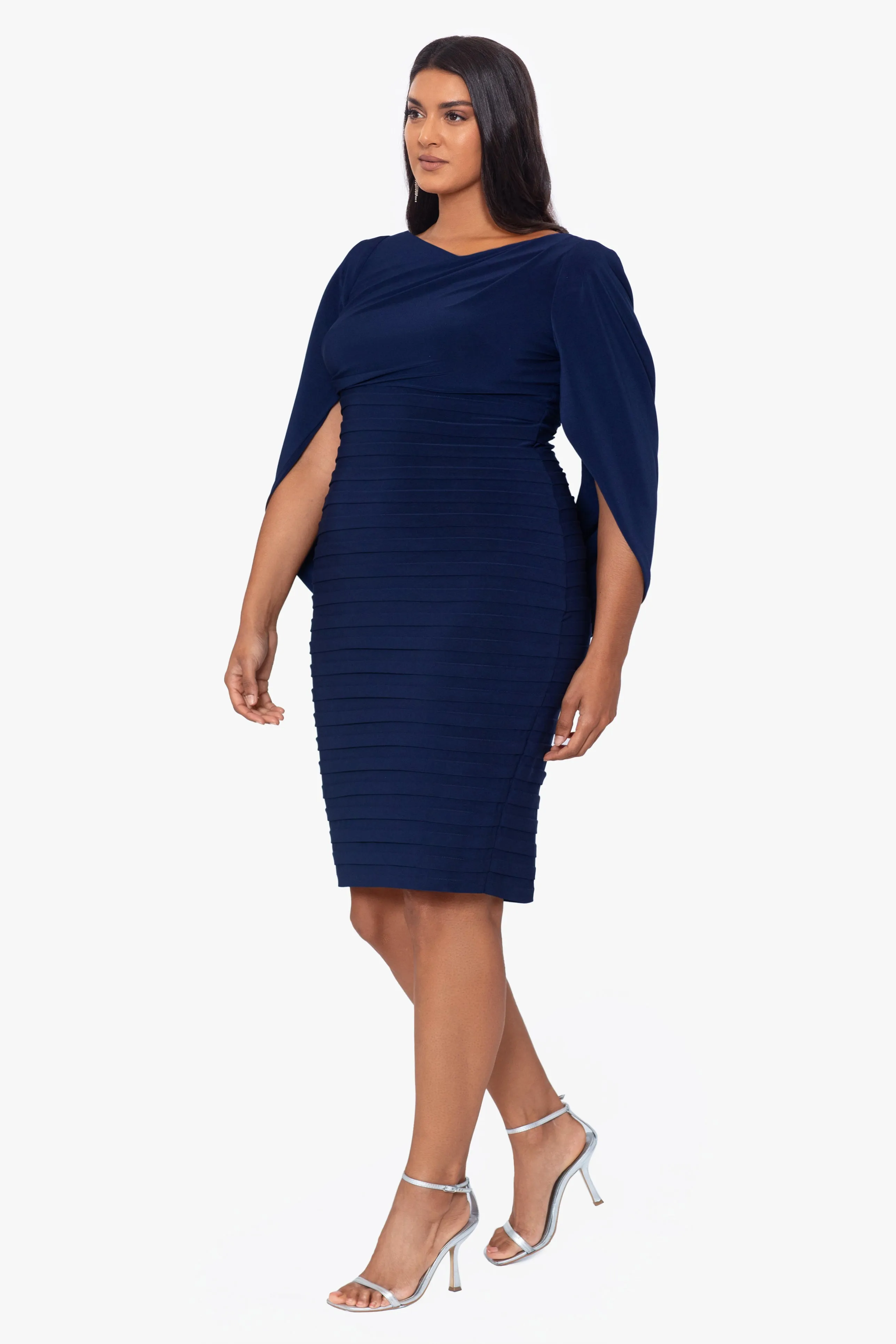 Plus Giovanna Short Jersey Knit Banded Skirt Cape Back Dress