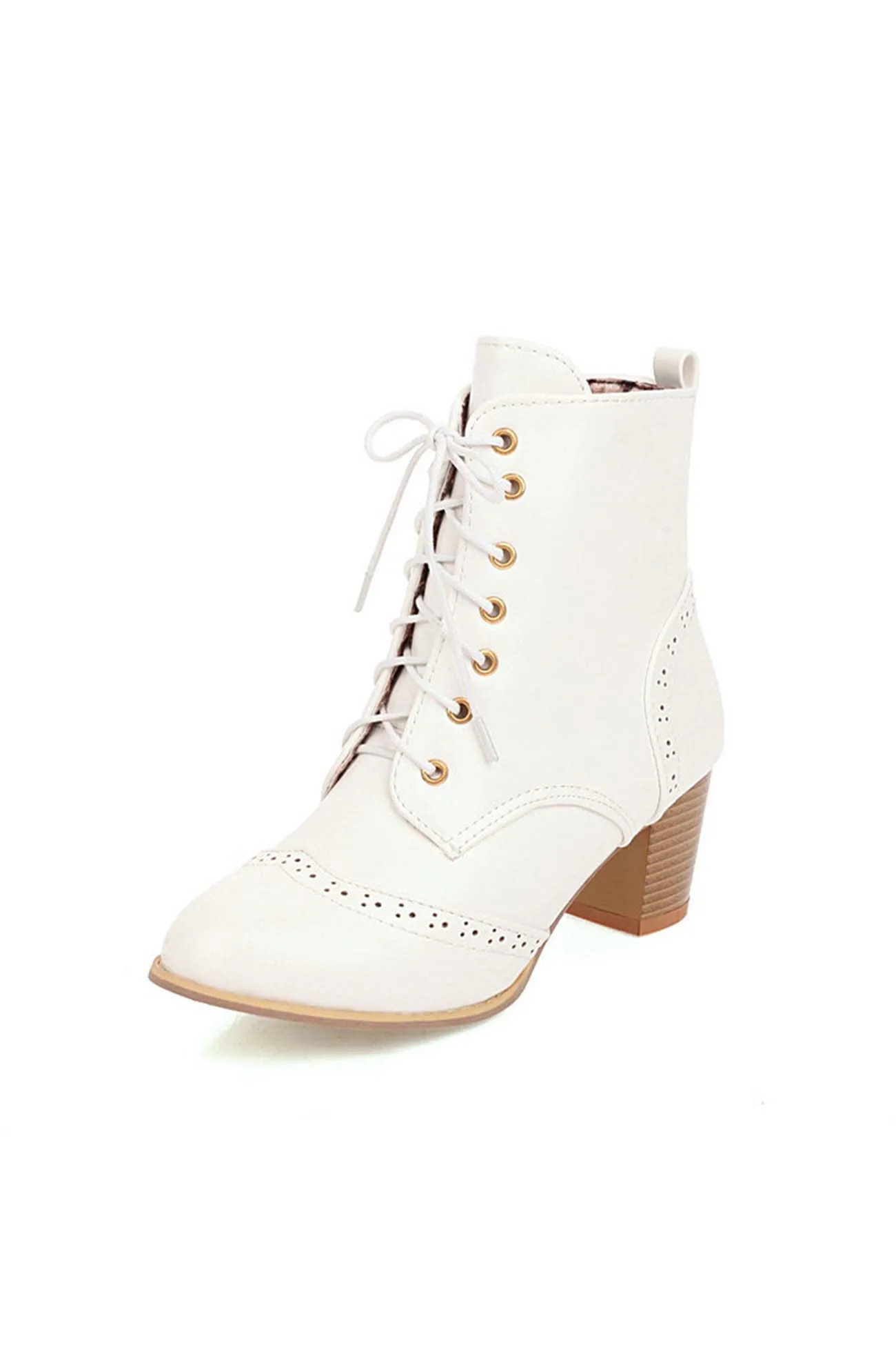 Pointed Toe Lace Up Cutout Ankle Boots