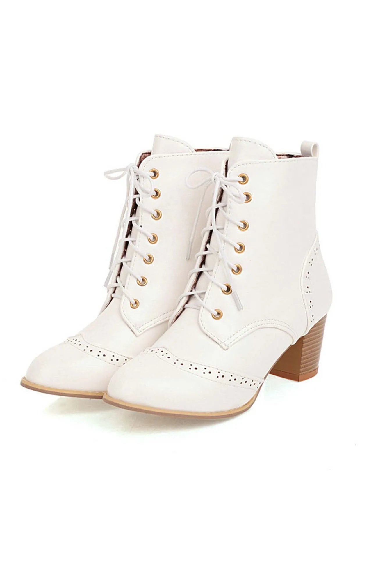 Pointed Toe Lace Up Cutout Ankle Boots