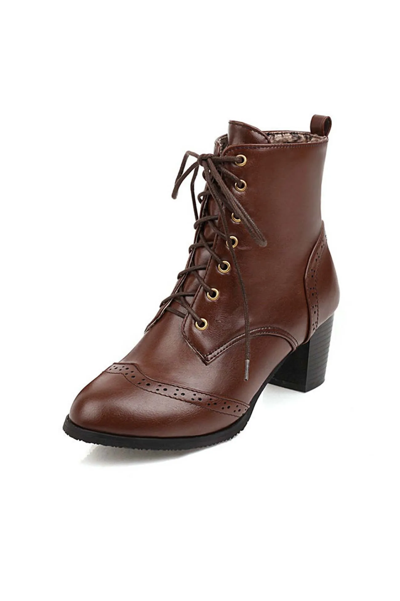 Pointed Toe Lace Up Cutout Ankle Boots