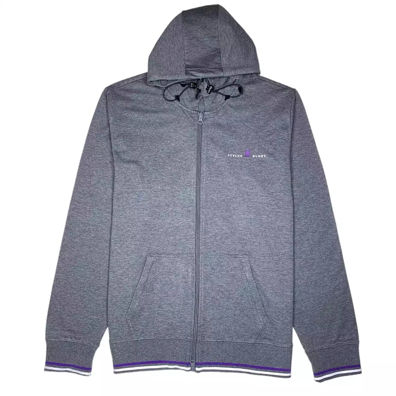 PSYCHO BUNNY PALMER FULL ZIP HOODIE (HEATHER STOR - B6H114N1FL