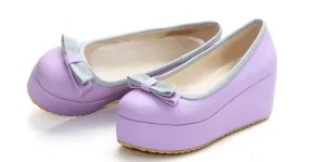 Purple Bow Platforms Ballerina Ballets Flats Shoes