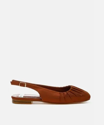 Rag & Co Cheeni Satin Square Toe Flat Slingbacks