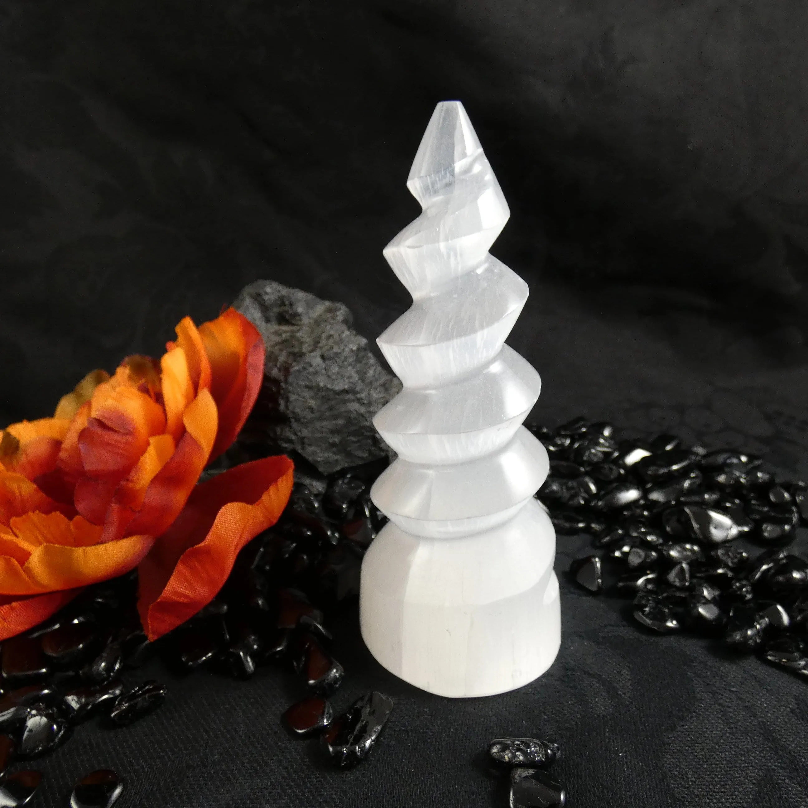 Selenite Spiral Unicorn Horn