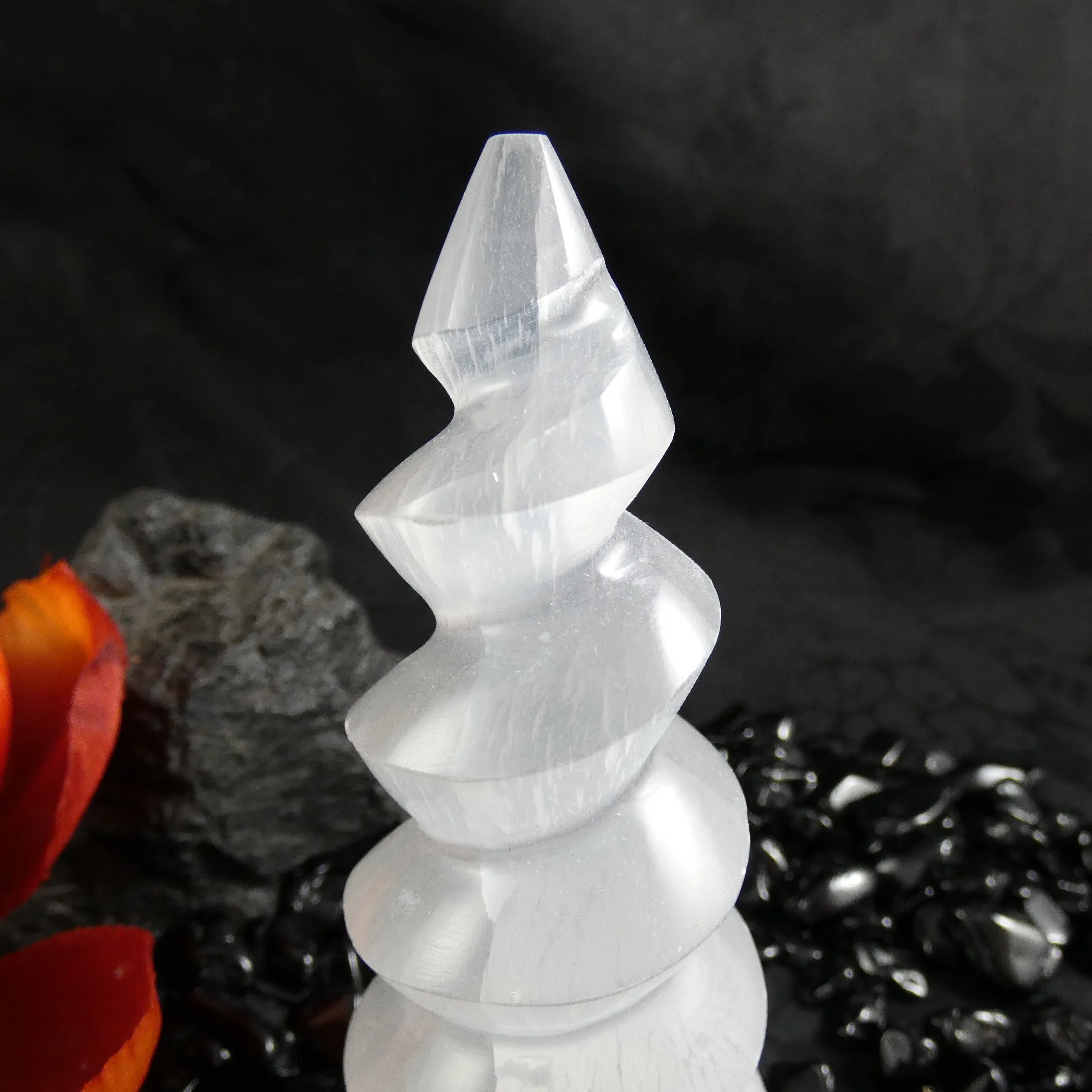 Selenite Spiral Unicorn Horn