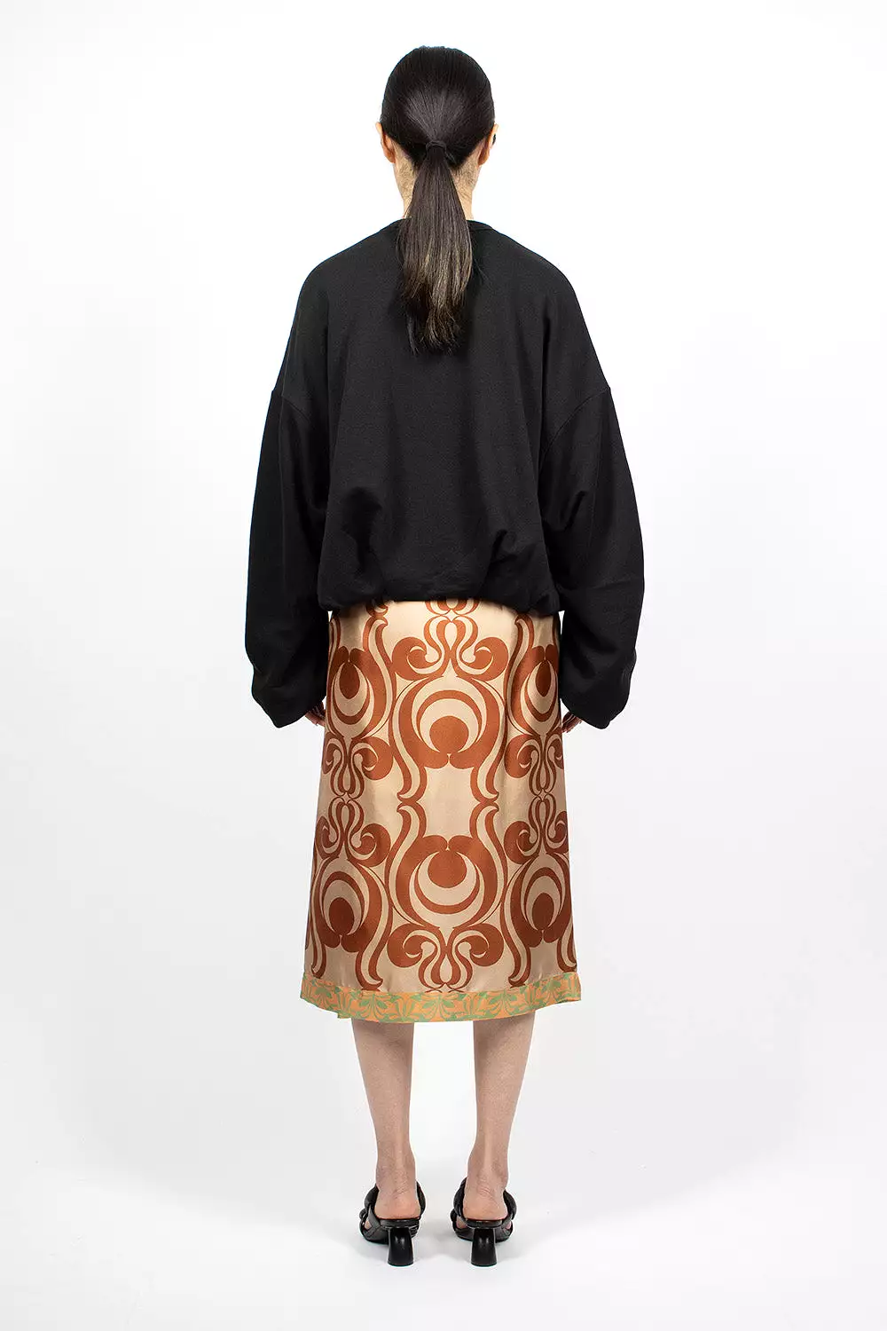 Silk Draped Skirt Brown