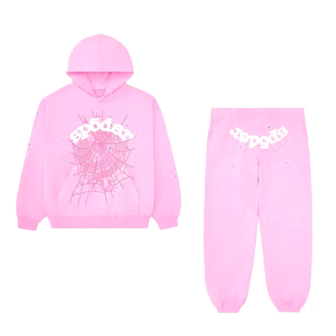 Sp5der OG Web Hoodie Pink Full Set