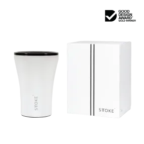 Sttoke Ceramic  Resusable Thermal Coffee Cup 12OZ White