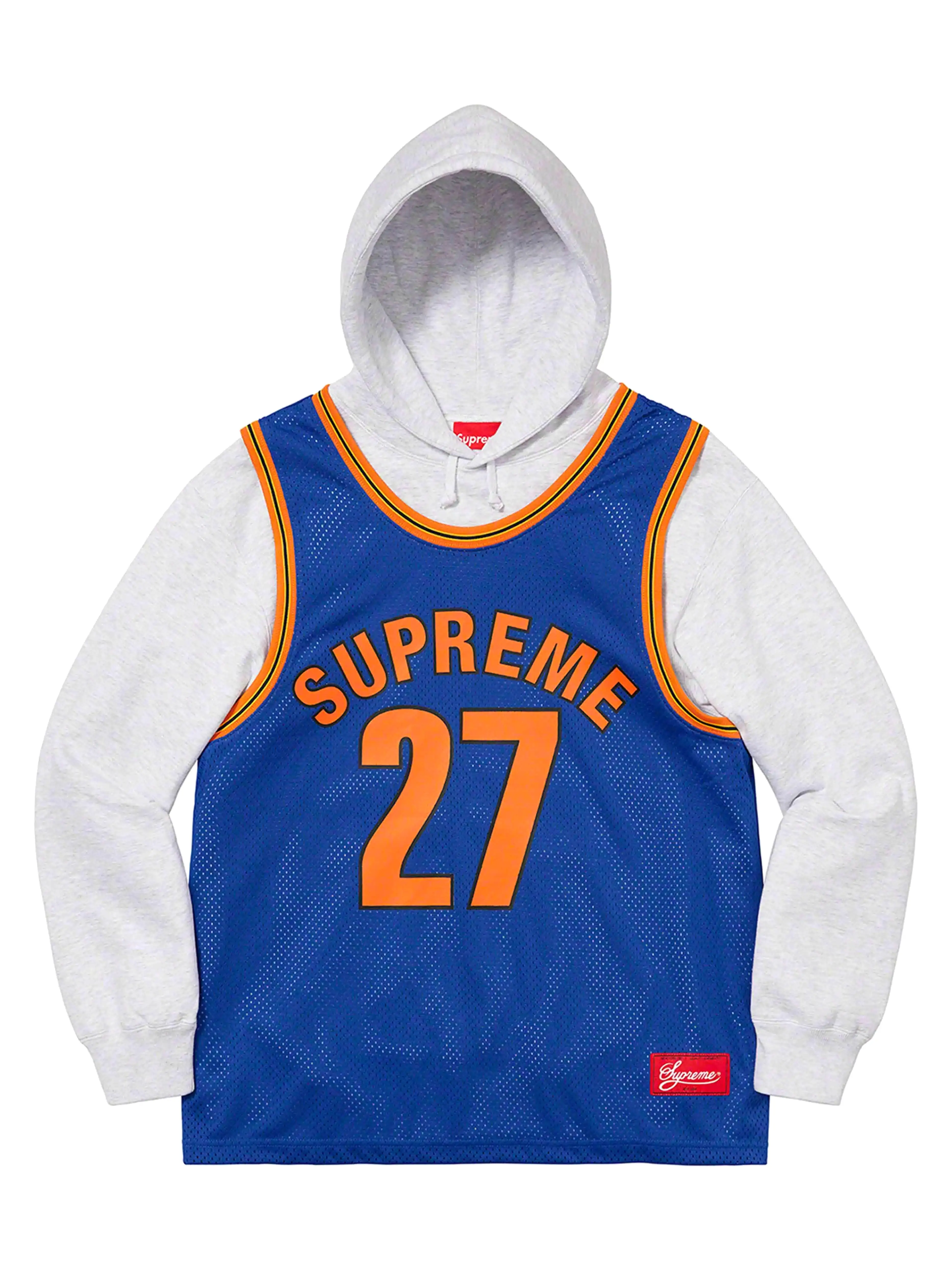 Supreme Basketball Jersey Hooded Sweatshirt Ash Grey