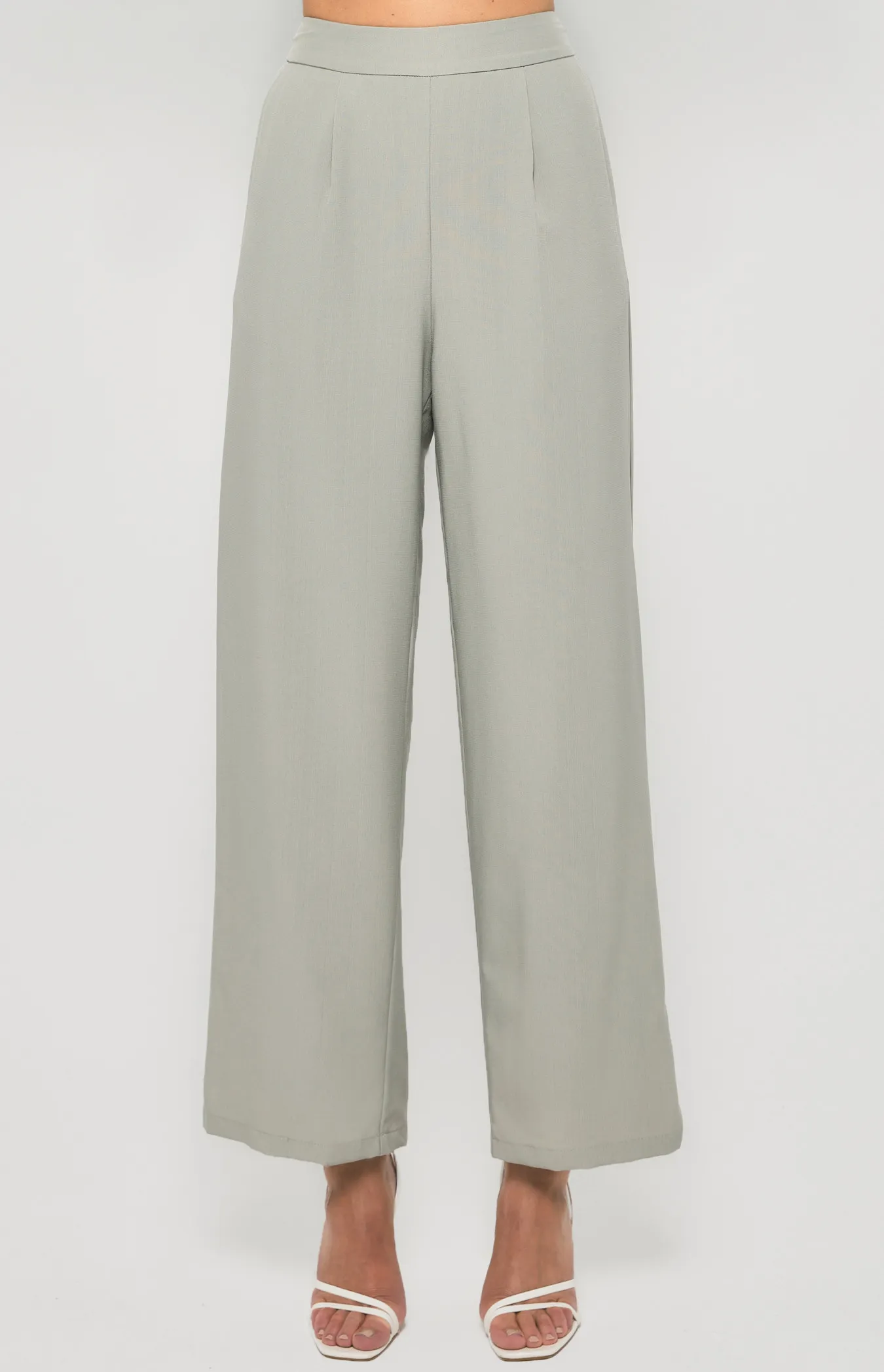 Textured Wide Leg Pants With Pockets (SPA443B)