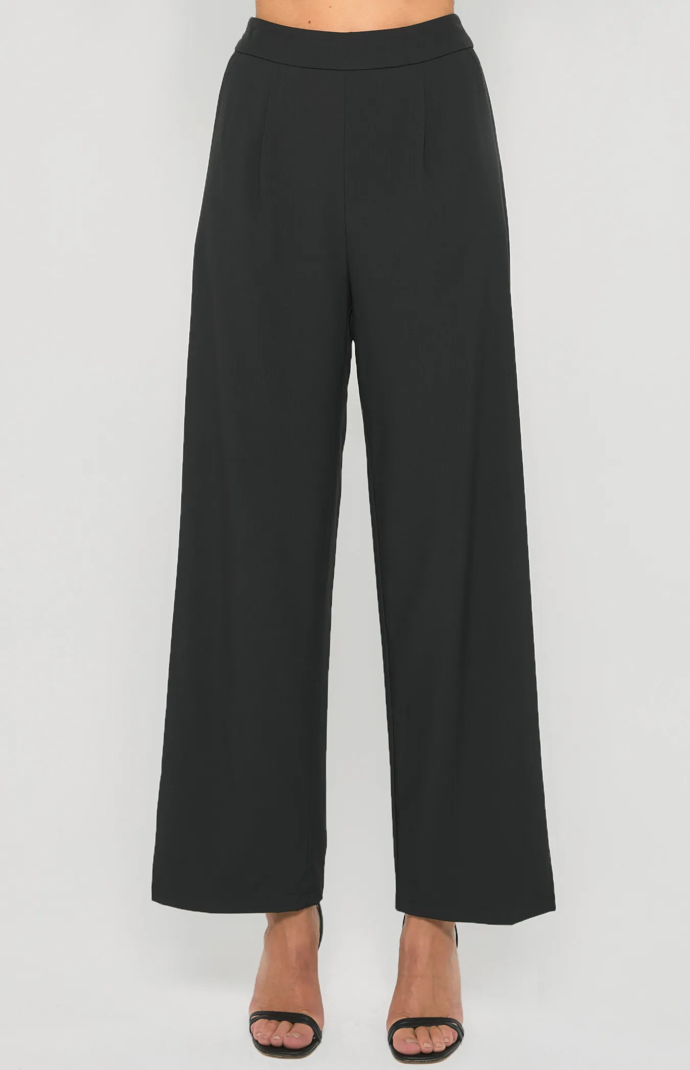 Textured Wide Leg Pants With Pockets (SPA443B)