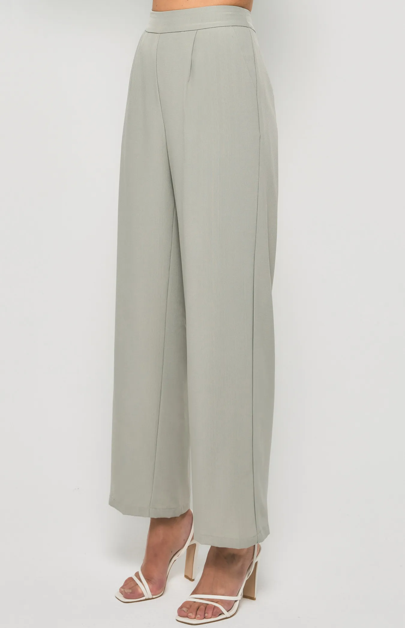 Textured Wide Leg Pants With Pockets (SPA443B)