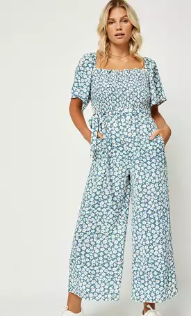 The Em Blue Floral Jumpsuit