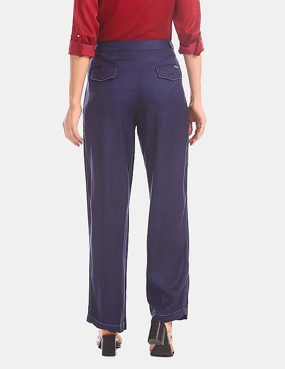 U.S. Polo Assn. Women Blue Mid Rise Wide Leg Pants