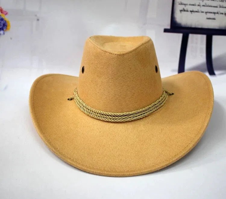 Western American Style Synthetic Leather Cowboy Hats for Women & Men