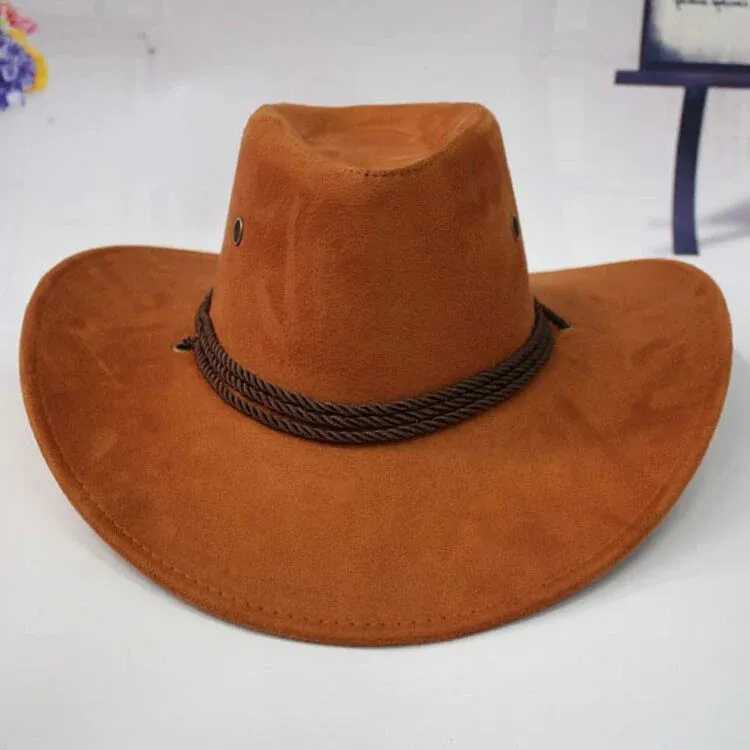 Western American Style Synthetic Leather Cowboy Hats for Women & Men