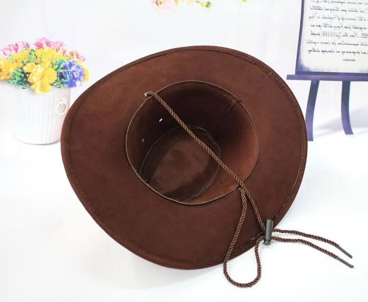 Western American Style Synthetic Leather Cowboy Hats for Women & Men