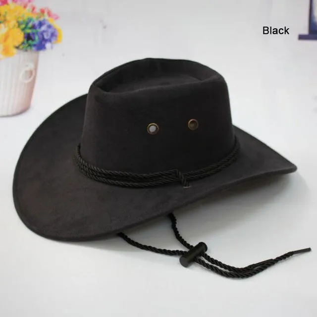 Western American Style Synthetic Leather Cowboy Hats for Women & Men