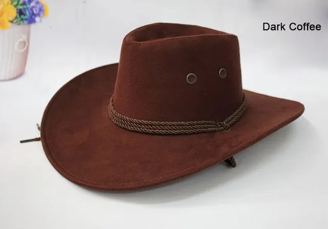 Western American Style Synthetic Leather Cowboy Hats for Women & Men